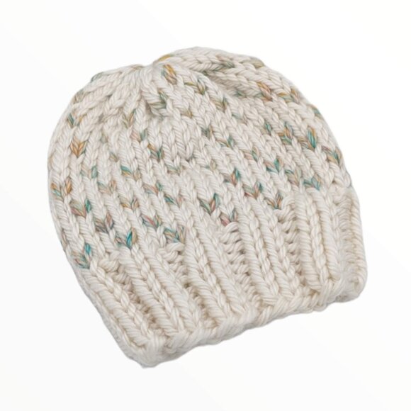Handmade Knit Hat - Cream And Multicolor - Unisex - Picture 1 of 2